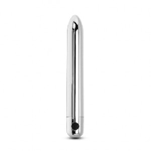 Vibrating Bullet 6'' Silver 10 Speeds Rechargeable